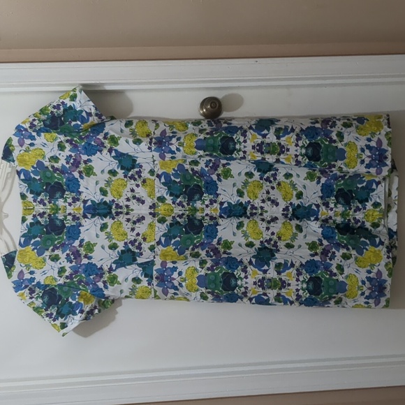 Talbots Floral Print Short Sleeve Linen Blend Sheath Dress Size 18W Blue - Picture 4 of 7